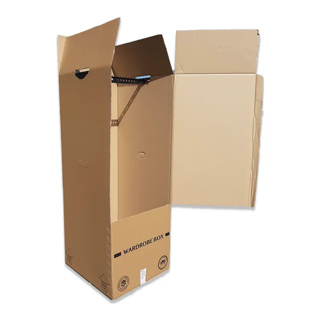 Wardrobe box with hanging rail